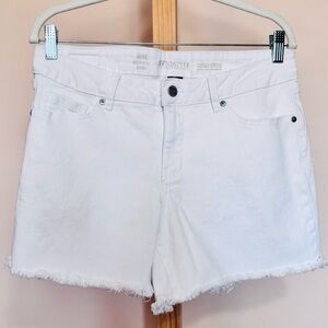Sound/Style White Denim Frayed Hem Hope High Rise Shorts 10